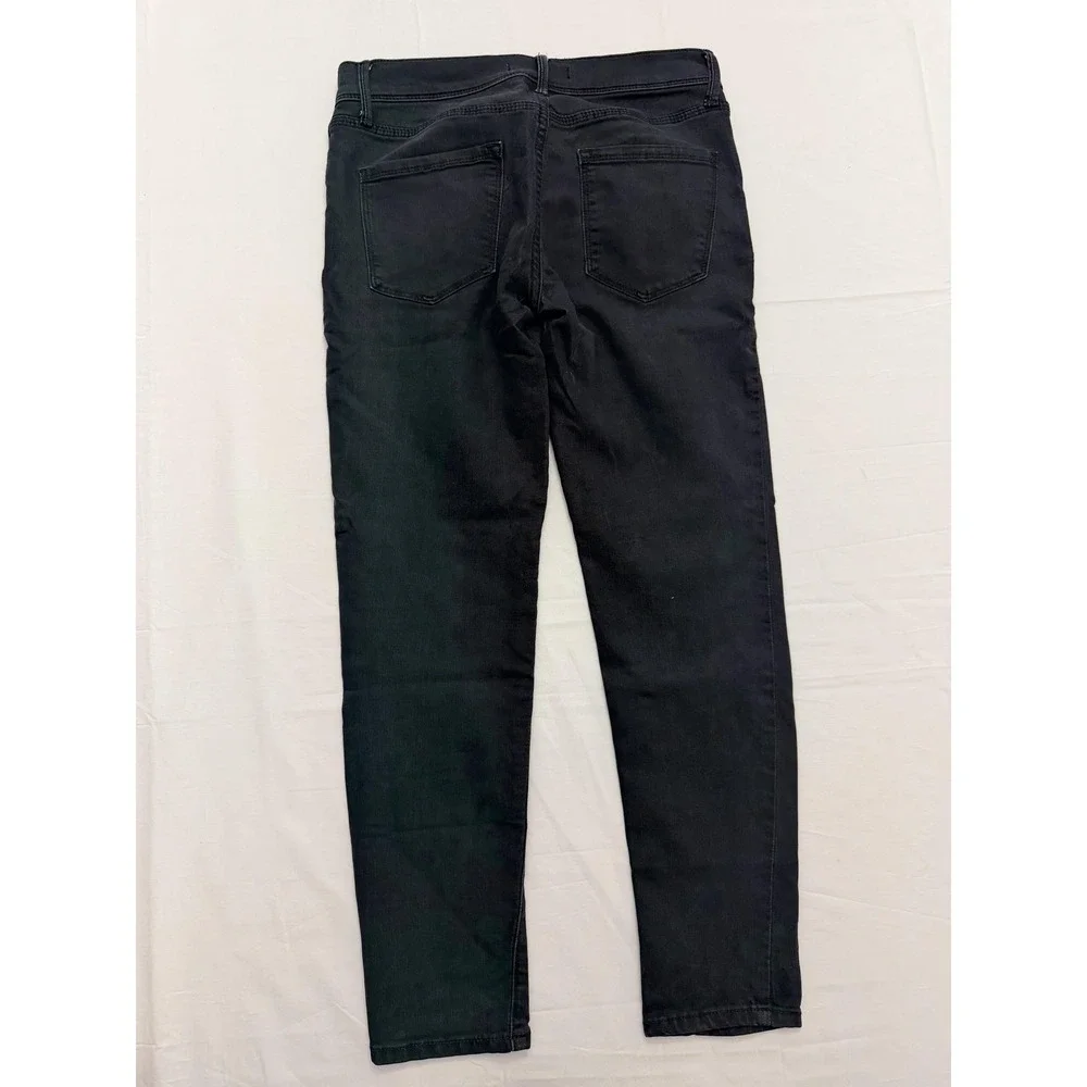 Free People Skinny Jeans Womens 26 Black Dark Wash‎ Mid Rise Stretch Denim 26x28
